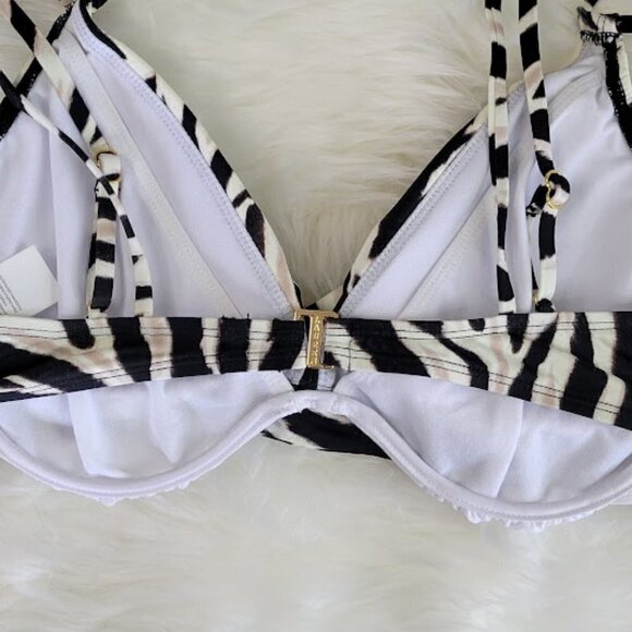 NWT Ralph Lauren Zebra Twist Bikini Top W/ Adjustable Straps Size 16 - Picture 5 of 9